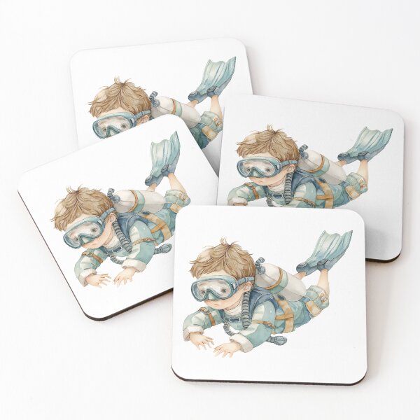 Item preview, Cute Child Diver in Watercolor Style designed and sold by Art of Ngu.