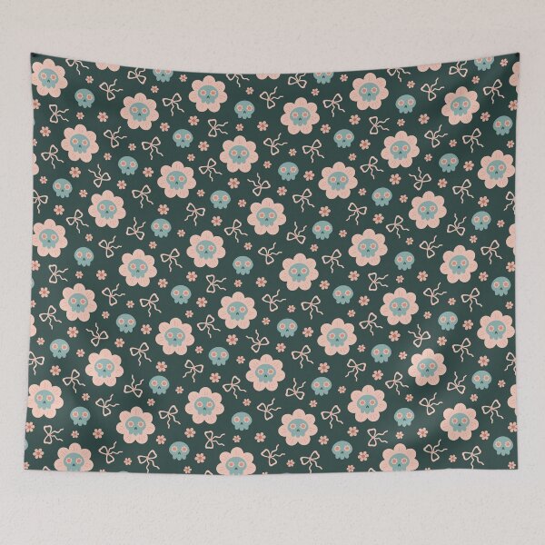 Item preview, Retro Halloween Floral Skull Pattern designed and sold by Julza Art.