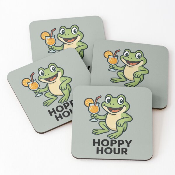 Item preview, Hoppy Hour - Funny Frog with Cocktail designed and sold by Myra365Art.