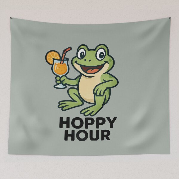 Item preview, Hoppy Hour - Funny Frog with Cocktail designed and sold by Myra365Art.