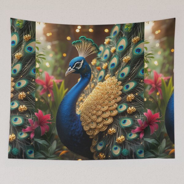 Item preview, Fantasy Peacock with Glowing Thai Kanok Golden Ornaments designed and sold by HAFIZ-DP.