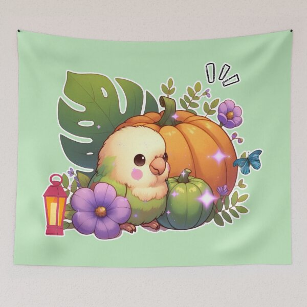 Item preview, Autumn Pumpkin Parrot – Cute Tropical Fall Bird Illustration designed and sold by Sugar Wisdom .