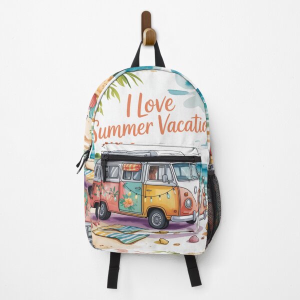 Item preview, Colorful hippie van on the beach ("I Love Summer Vacation") designed and sold by FusiTink.