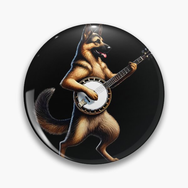Item preview, German Shepherd Playing Banjo Player Dog Lover designed and sold by Kimberley King Art  King Art.