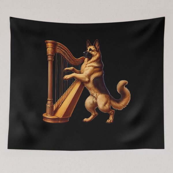 Item preview, German Shepherd Playing Harp Player Dog Lover designed and sold by Kimberley King Art  King Art.