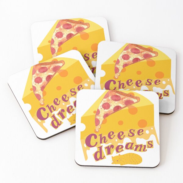 Item preview, Cheese Dreams Funny Pizza Slice Sleeping in Cheese T-Shirt, Mug & Sticker Design designed and sold by ByPrintedThought.