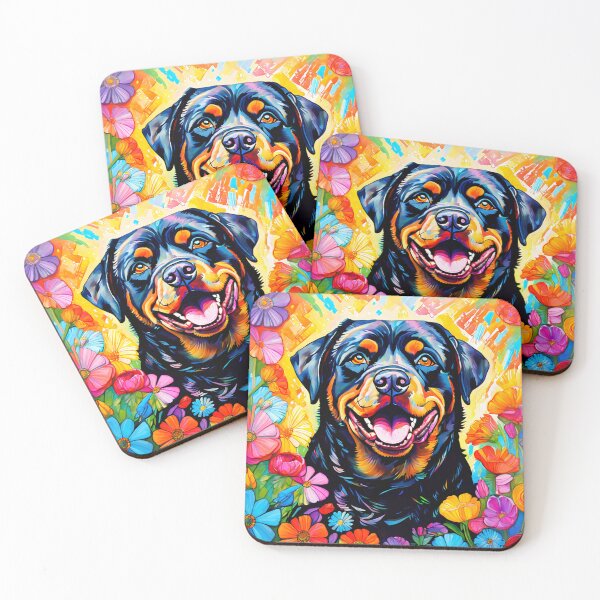 Item preview, Vibrant Rottweiler in Flower Garden designed and sold by Wags & Tails.