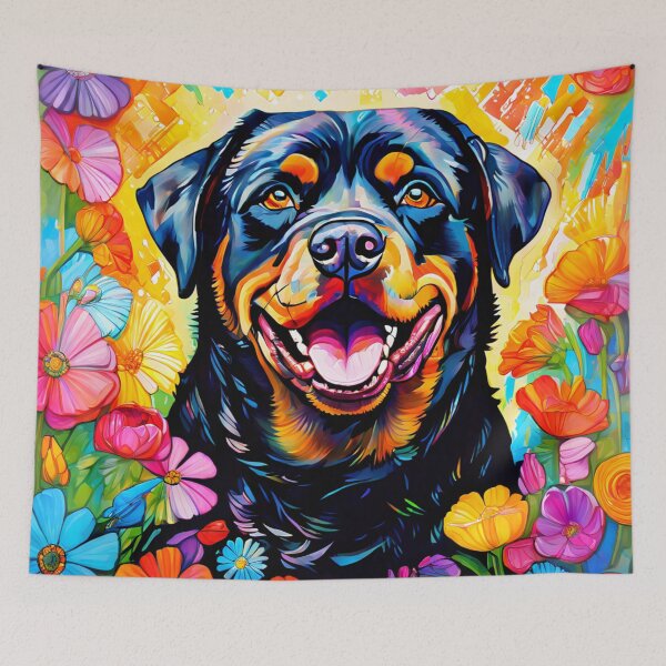 Item preview, Vibrant Rottweiler in Flower Garden designed and sold by Wags & Tails.