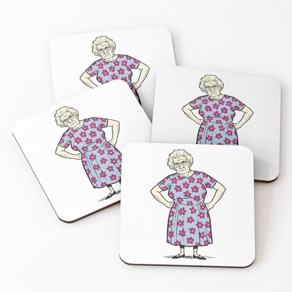 Item preview, I Beg Your Pardon – Retro Grumpy Grandma Illustration - Blue Dress designed and sold by SorryFrog.