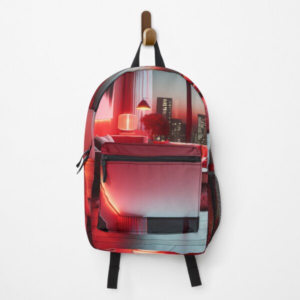 Item preview, Luxurious Modern Living Room with Red Lighting and Urban Skyline Views designed and sold by KanDa-Shop.