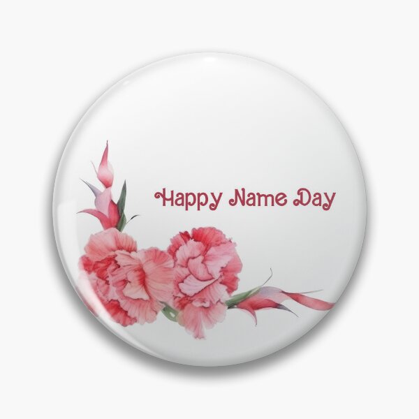 Item preview, Happy Name Day – Pastel Carnation Floral Greeting designed and sold by EmeraldeaArt.