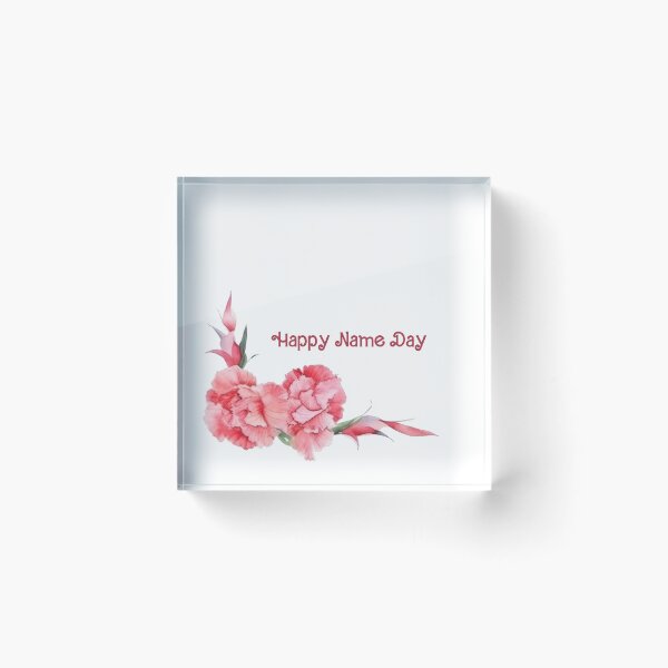 Item preview, Happy Name Day – Pastel Carnation Floral Greeting designed and sold by EmeraldeaArt.