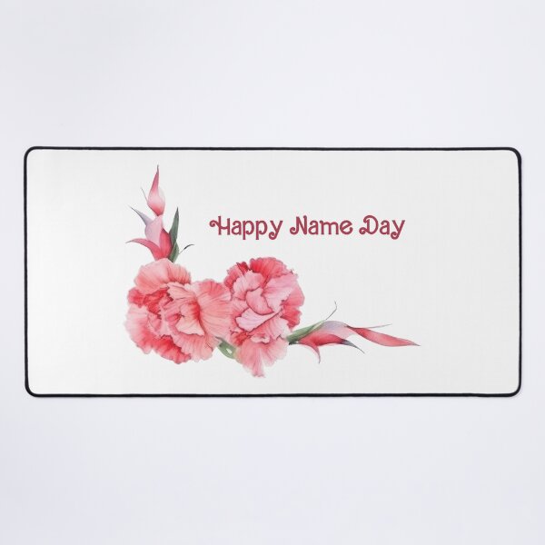 Item preview, Happy Name Day – Pastel Carnation Floral Greeting designed and sold by EmeraldeaArt.