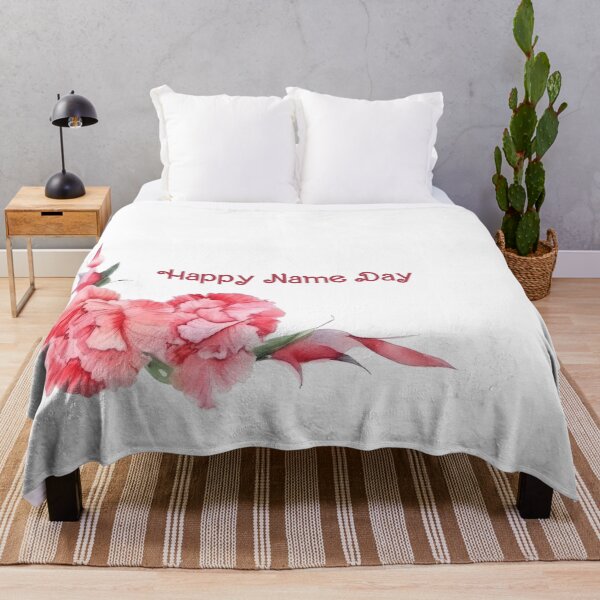 Item preview, Happy Name Day – Pastel Carnation Floral Greeting designed and sold by EmeraldeaArt.
