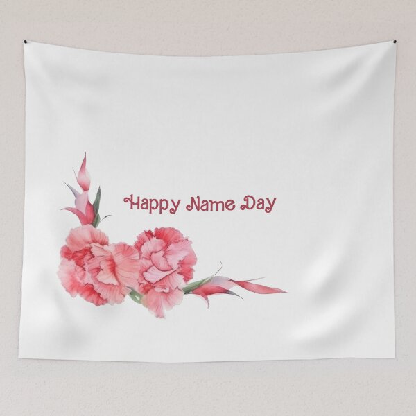 Item preview, Happy Name Day – Pastel Carnation Floral Greeting designed and sold by EmeraldeaArt.