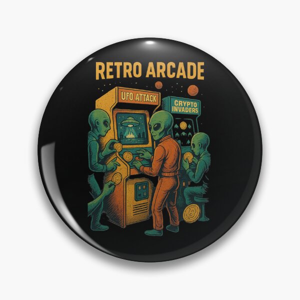 Item preview, Retro Arcade Aliens Playing with Crypto Tokens designed and sold by NovivoPrints.