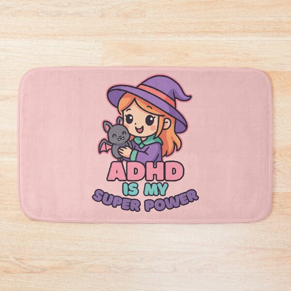 Item preview, Kawaii Witch Hugging Bat – ADHD Is My Super Power Cute Cartoon Design designed and sold by Meandmyshop.