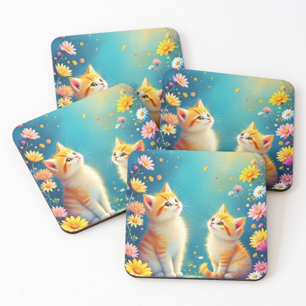 Item preview, Adorable Kittens Surrounded by Vibrant Flowers Under a Radiant Sunlight designed and sold by KanDa-Shop.