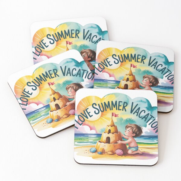 Item preview, Boy building sandcastle ("I Love Summer Vacation") designed and sold by FusiTink.