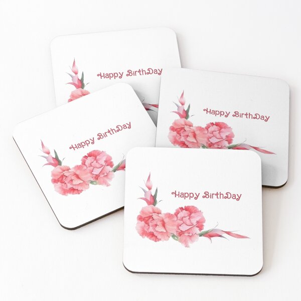 Item preview, Happy BirthDay – Pastel Carnation Floral Greeting designed and sold by EmeraldeaArt.