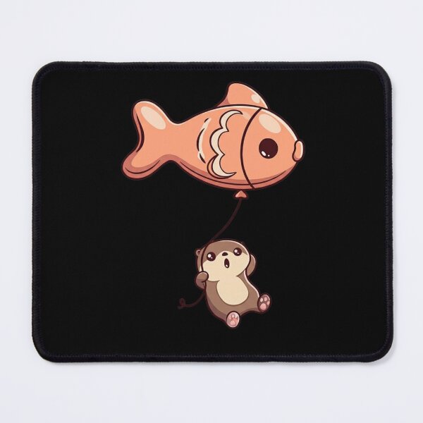 Item preview, Chibi Otter with Giant Fish Balloon – Cute Funny Kawaii Animal Design designed and sold by ColorSplash123.