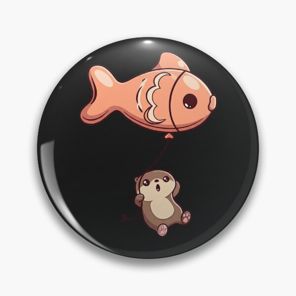 Item preview, Chibi Otter with Giant Fish Balloon – Cute Funny Kawaii Animal Design designed and sold by ColorSplash123.