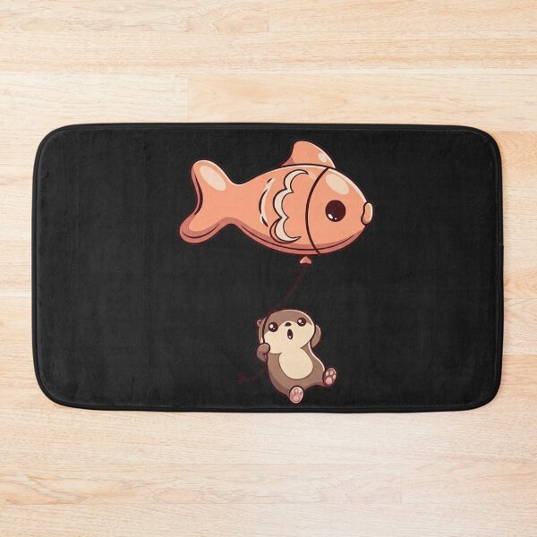 Item preview, Chibi Otter with Giant Fish Balloon – Cute Funny Kawaii Animal Design designed and sold by ColorSplash123.