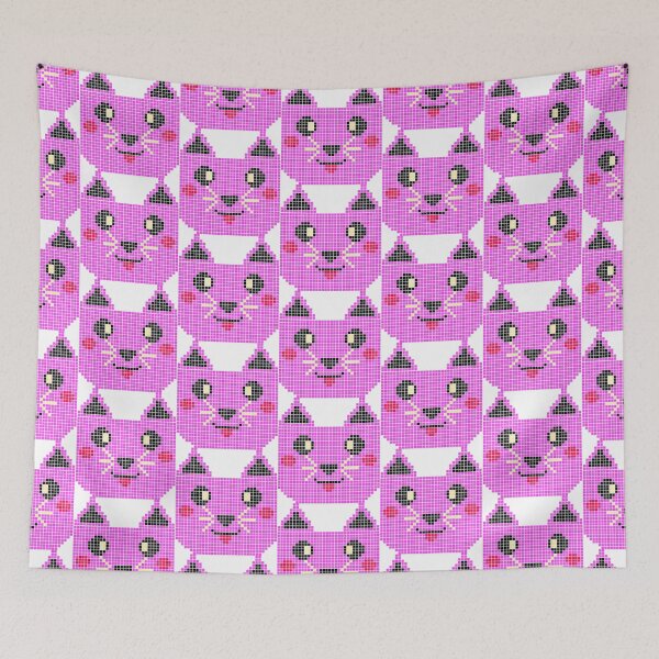 Item preview, Cute Pixel Cat Face – Retro 8-Bit Pink Kitty  designed and sold by SamartkitDesign.