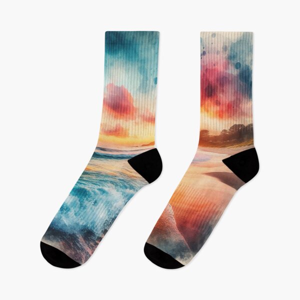 Item preview, Sunset Serenity Dreamy Watercolor Beach Landscape designed and sold by LuminShadowArt.