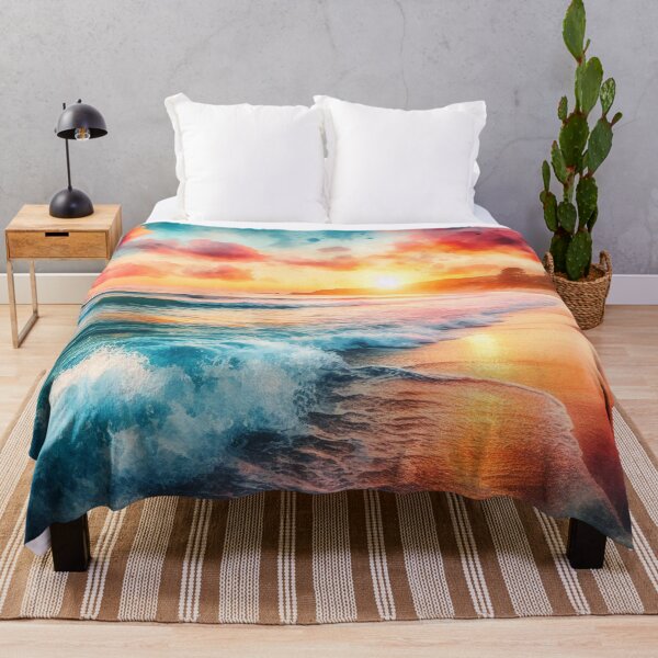 Item preview, Sunset Serenity Dreamy Watercolor Beach Landscape designed and sold by LuminShadowArt.