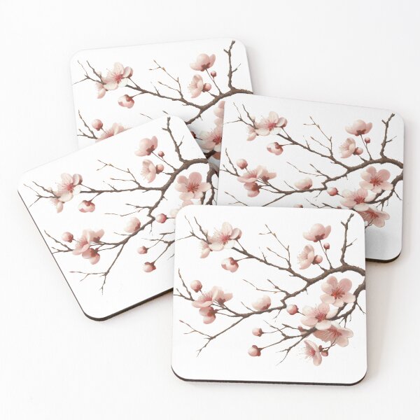 Item preview, Branch of Blossoming Pink Flowers Isolated on Black Background designed and sold by KanDa-Shop.