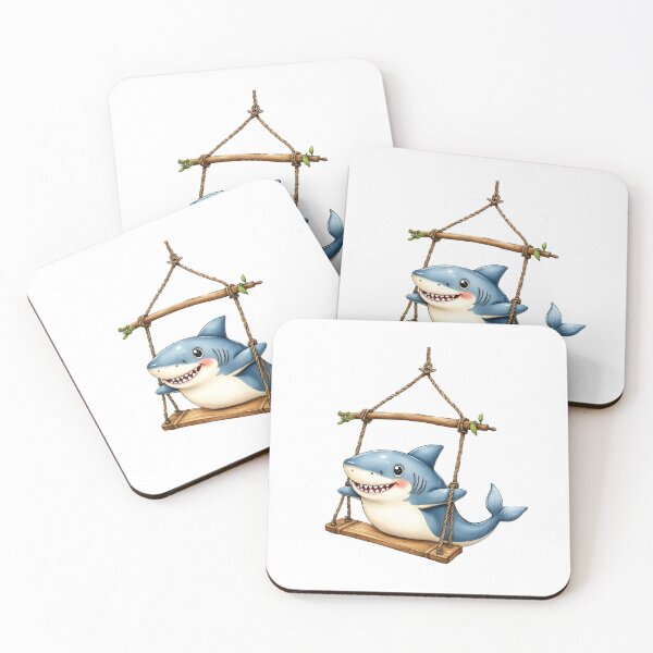 Item preview, Cute Baby Shark on a Swing – Adorable Ocean Design designed and sold by pixeldizajn.