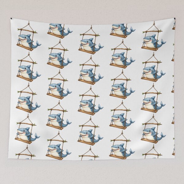 Item preview, Cute Baby Shark on a Swing – Adorable Ocean Design designed and sold by pixeldizajn.