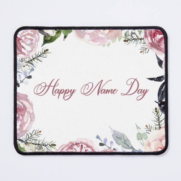 Item preview, Happy Name Day – Pastel Pink Roses Watercolor Frame designed and sold by EmeraldeaArt.