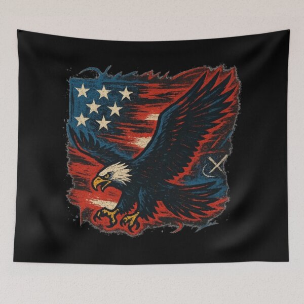 Item preview, American Bald Eagle and Flag” designed and sold by matsu-oki.