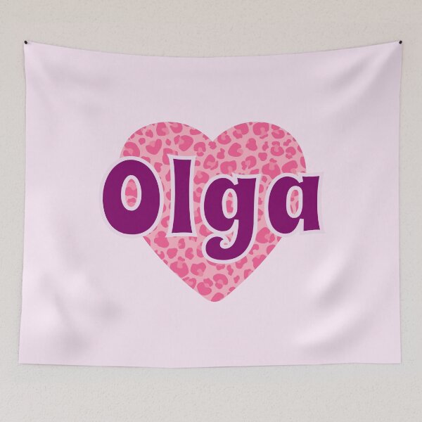 Item preview, Olga Name Pink Leopard Heart  designed and sold by Jeallan Designs.
