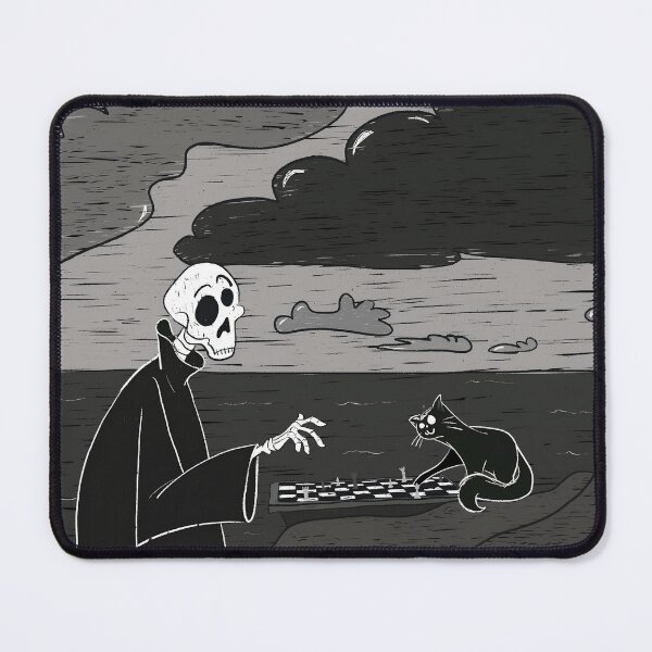 Item preview, The Seventh Seal inspired Chess illustration with Death and Cat designed and sold by Chiarad0.