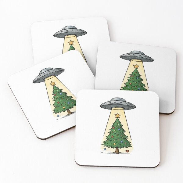 Item preview, UFO Abducting Christmas Tree – Funny Holiday Sci-Fi Cartoon designed and sold by Planthem.