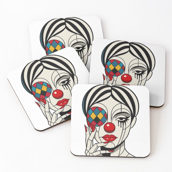 Item preview, Surreal Clown Portrait with Geometric Patterns and Stained Glass Eye designed and sold by Alexzonartshop.