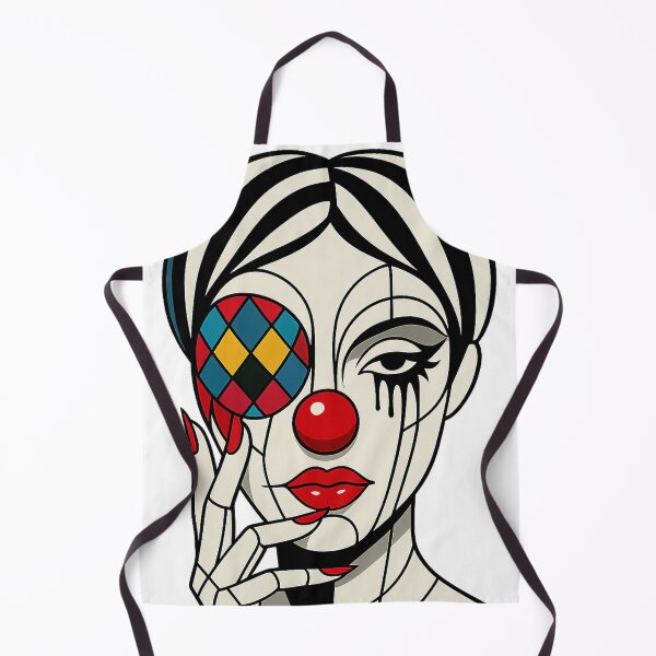 Item preview, Surreal Clown Portrait with Geometric Patterns and Stained Glass Eye designed and sold by Alexzonartshop.