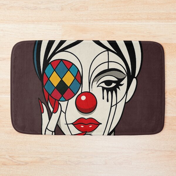 Item preview, Surreal Clown Portrait with Geometric Patterns and Stained Glass Eye designed and sold by Alexzonartshop.