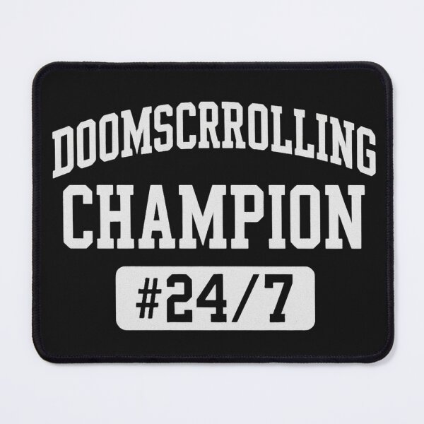Item preview, Doomscrolling Champion – Funny Meme Parody Varsity designed and sold by NovivoPrints.