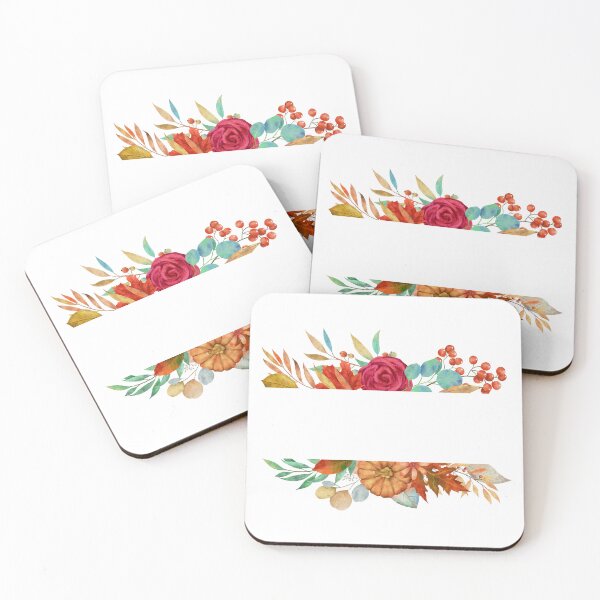 Item preview, Watercolor Autumn Floral Frame with Roses and Berries – Up Down Design, Central Stripe Empty designed and sold by EmeraldeaArt.