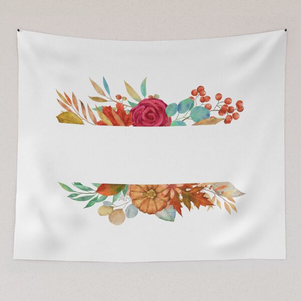 Item preview, Watercolor Autumn Floral Frame with Roses and Berries – Up Down Design, Central Stripe Empty designed and sold by EmeraldeaArt.