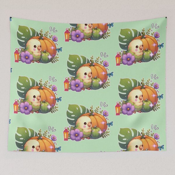 Item preview, Autumn Pumpkin Parrot – Cute Tropical Fall Bird Illustration designed and sold by Sugar Wisdom .