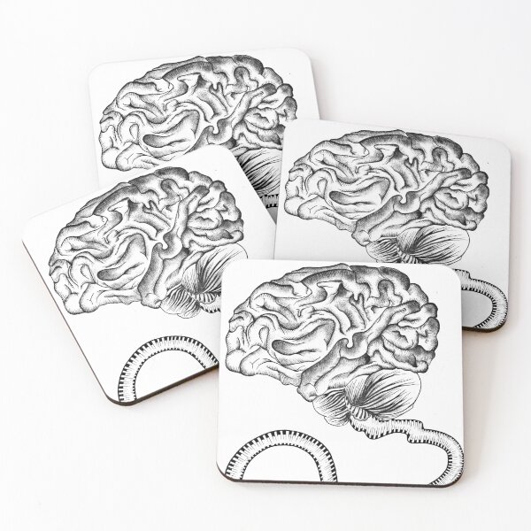 Item preview, Surreal Brain Anatomy - Black and White Ink Drawing designed and sold by GTeoArt.
