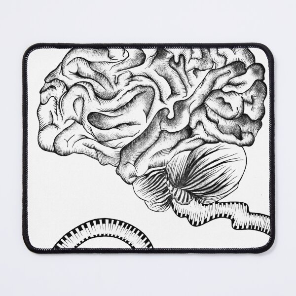 Item preview, Surreal Brain Anatomy - Black and White Ink Drawing designed and sold by GTeoArt.