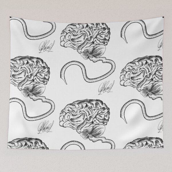 Item preview, Surreal Brain Anatomy - Black and White Ink Drawing designed and sold by GTeoArt.