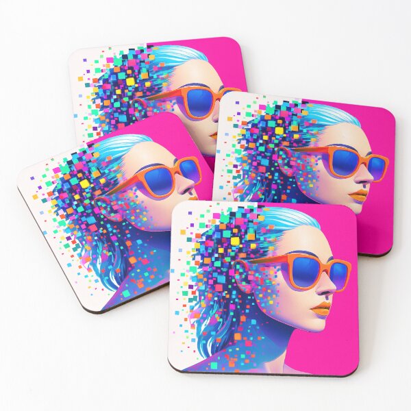 Item preview, Futuristic Pixelated Woman in Vibrant Digital Glitch Art designed and sold by Alexzonartshop.
