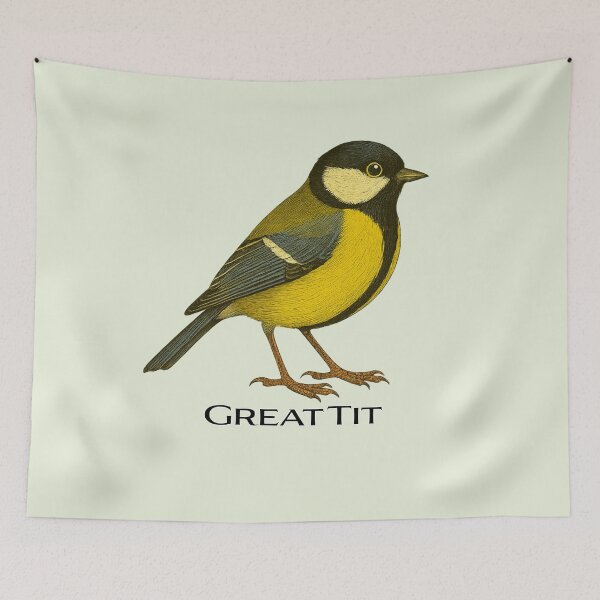Item preview, Great Tit – Vintage Field Guide Style Bird Illustration for Nature Lovers & Forest School designed and sold by The Digital Compass.